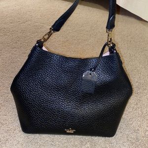 Black Kate Spade leather textured small tote purse